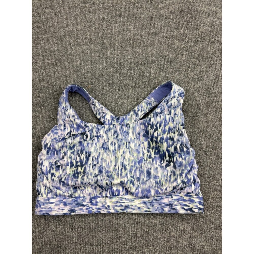 Athleta Sports Bra Womens Small Blue Geometric Racerback Removable Pads Yoga